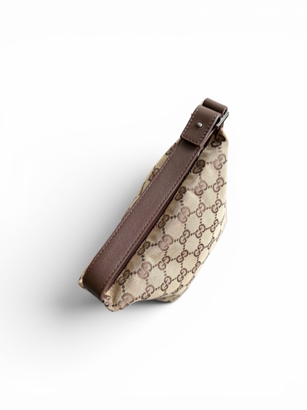 Vintage Gucci GG Canvas Pochette Mini Bag Vanity / Brown Leather - Picture 9 of 12